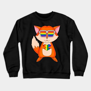 Lgbt Supporter Fox Rainbow Gay Pride Lgbt Heart Animal Crewneck Sweatshirt